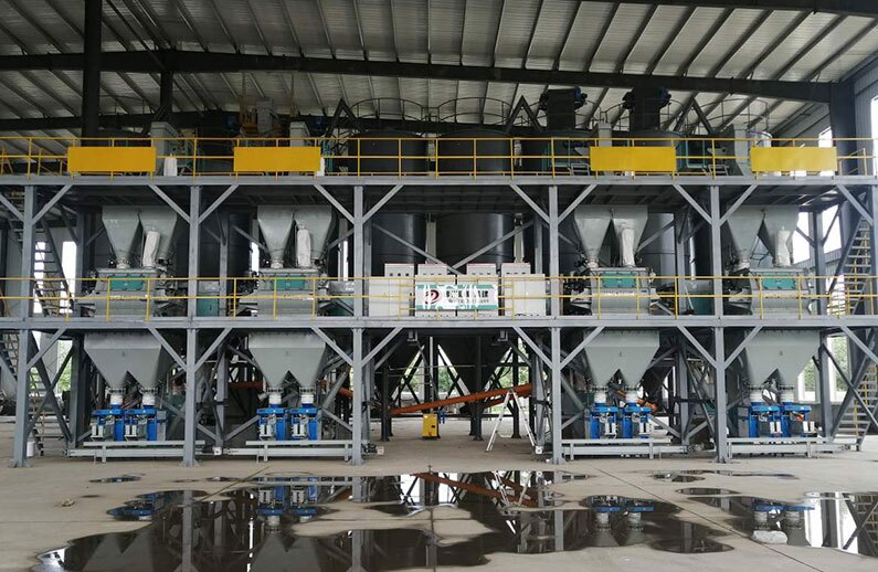 Fully automatic dry powder mortar production line