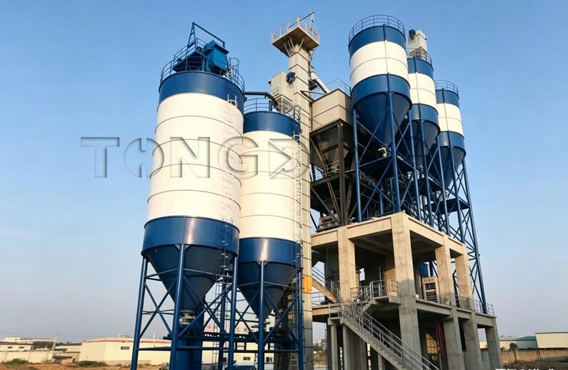 Fully automatic dry powder mortar production line