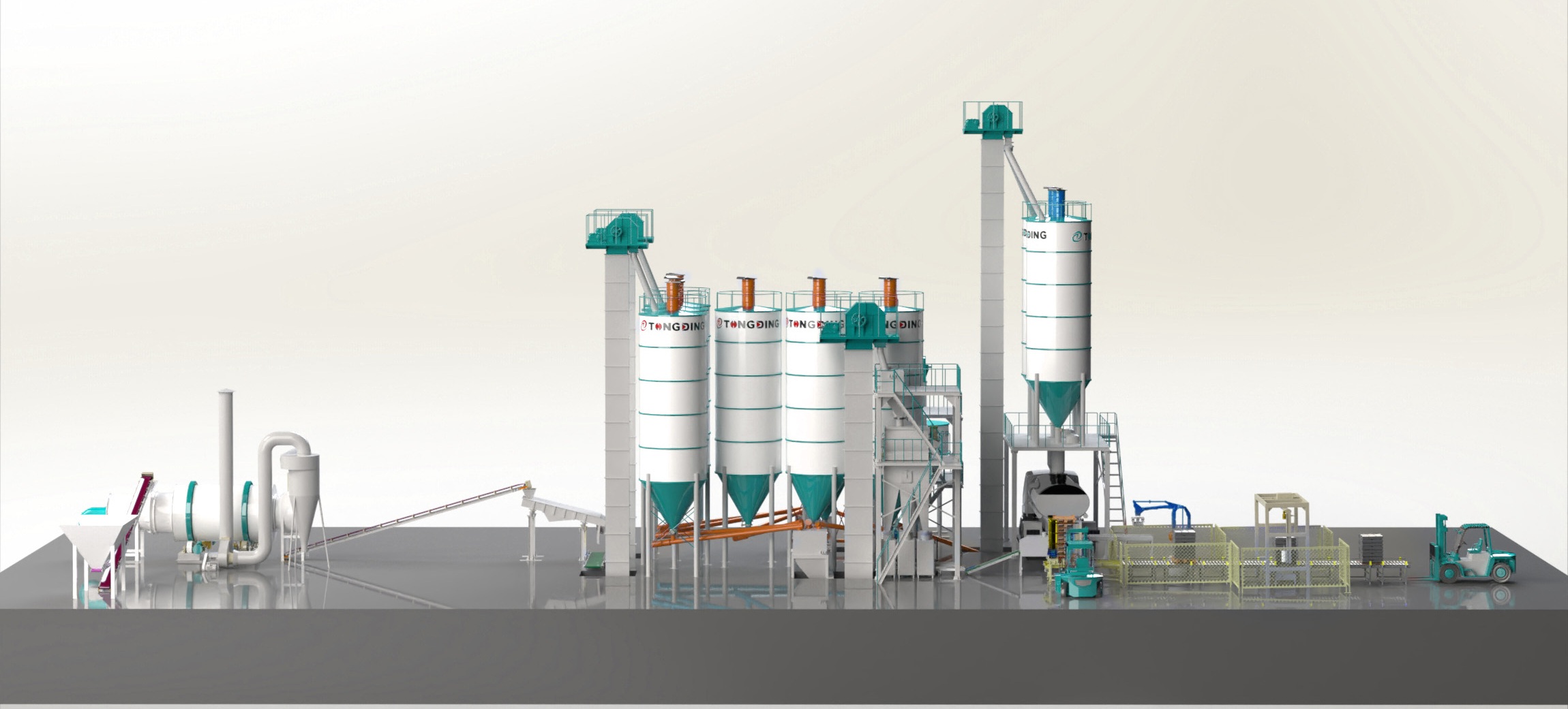 Complete dry-mix mortar production plant
